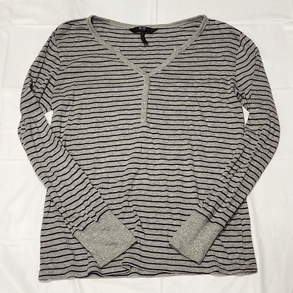 BCBG Paris Striped Henley Top - Picture 1 of 5